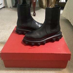 Valentino Leather Studded Accents Chelsea Boots